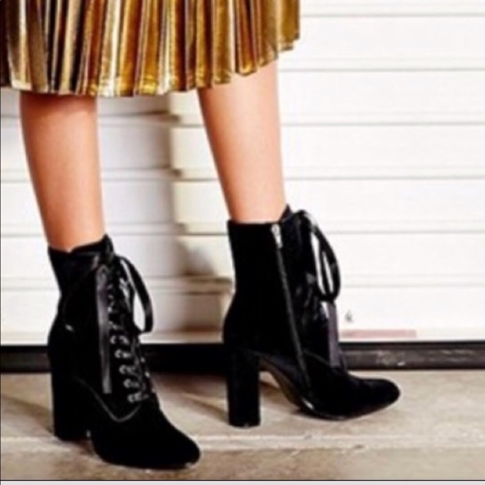 New black lace up booties